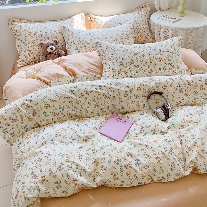 91家纺网 家纺一手货源 找家纺 暖芯优选 204新款直播爆款全棉-ins印花系列四件套纯棉三件套床单床笠 茶艺