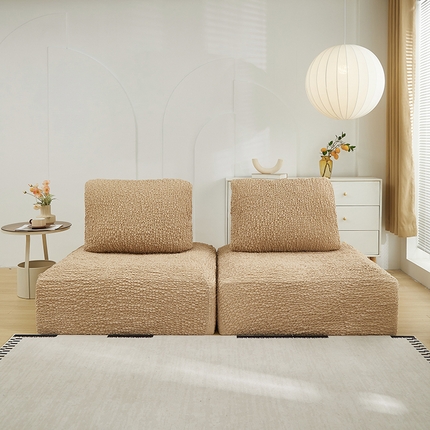 丝绮鹿 2024新款模块方块沙发套系列-高端皱皱布系列 亚麻黄