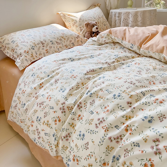 91家纺网 家纺一手货源 找家纺 暖芯优选 204新款直播爆款全棉-ins印花系列四件套纯棉三件套床单床笠 茶艺