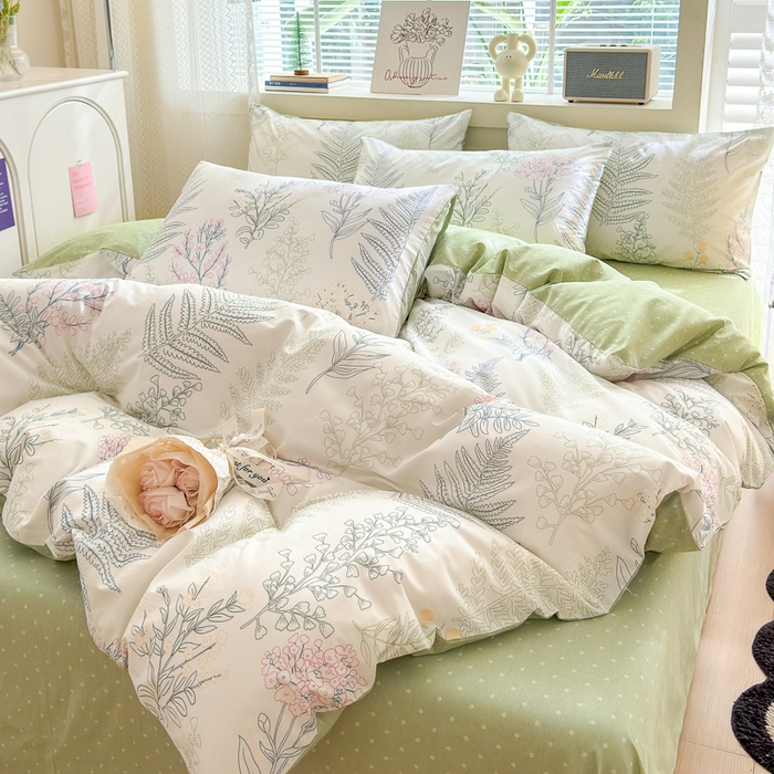 91家纺网 家纺一手货源 找家纺 清雅福 2024新款全棉13372小清新四件套和单品系列第四季 巴黎之恋