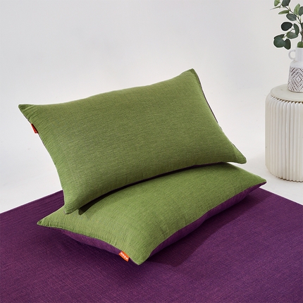 91家纺网 家纺一手货源 找家纺 （总）春皖家纺 2024新款全棉双层纱纯色双拼套件单品系列-枕套