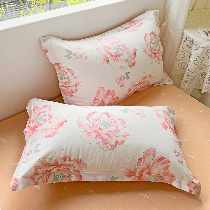 91家纺网 家纺一手货源 找家纺 暖芯优选 204新款直播爆款全棉-ins印花系列四件套纯棉三件套床单床笠 牡丹花开