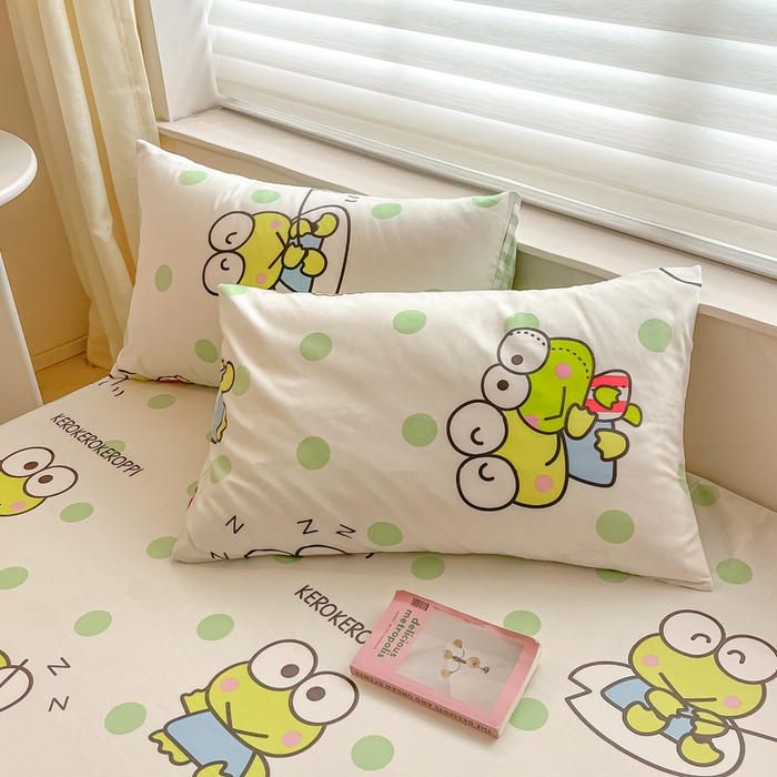 91家纺网 家纺一手货源 找家纺 金爱家 2024新款纯棉小版单品床笠 床笠款-清新青蛙