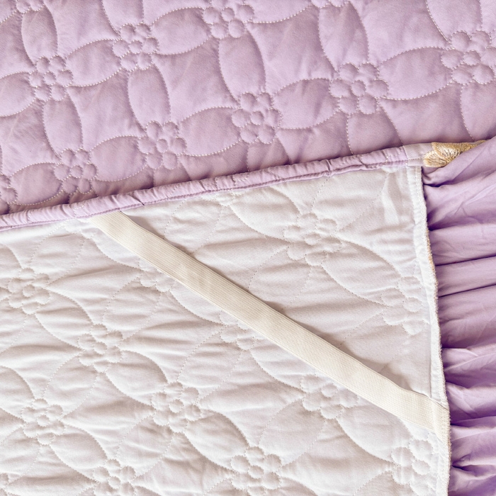 91家纺网 家纺一手货源 找家纺 罗艺轩 2024新款公主风水洗棉夹棉单床裙-浪漫满屋床 浪漫满屋-茉莉紫