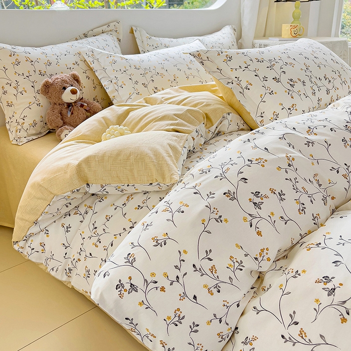 91家纺网 家纺一手货源 找家纺 暖芯优选 204新款直播爆款全棉-ins印花系列四件套纯棉三件套床单床笠 司藤