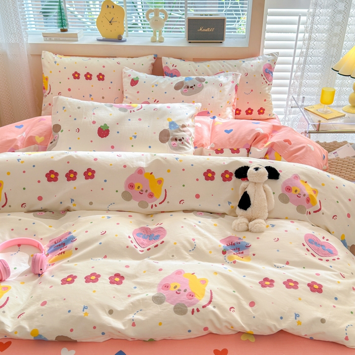 91家纺网 家纺一手货源 找家纺 清雅福 2024新款全棉13372小清新四件套和单品系列第四季 星空色彩