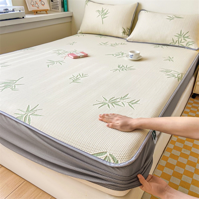 91家纺网 家纺一手货源 找家纺 吉象家纺 2024新款凉豆豆凉感软席凉席 竹叶白