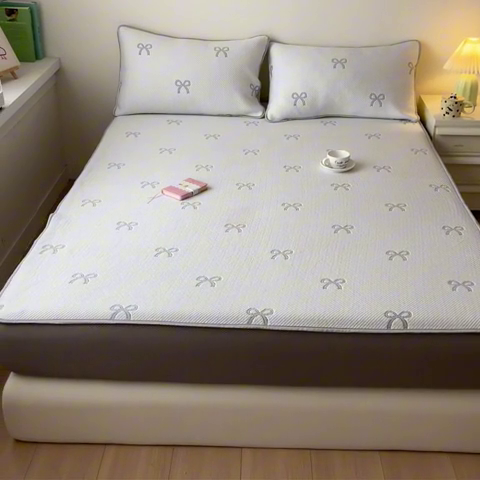 91家纺网 家纺一手货源 找家纺 吉象家纺 2024新款凉豆豆凉感软席凉席 粉色蝴蝶结