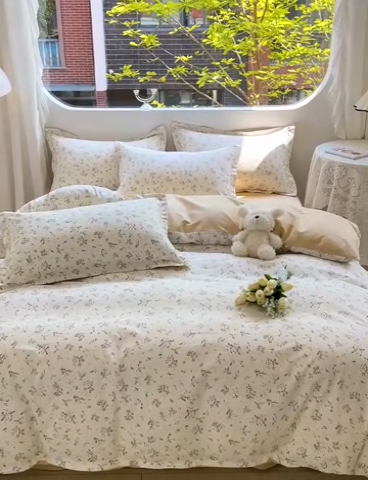 91家纺网 家纺一手货源 找家纺 暖芯优选 204新款直播爆款全棉-ins印花系列四件套纯棉三件套床单床笠 山林