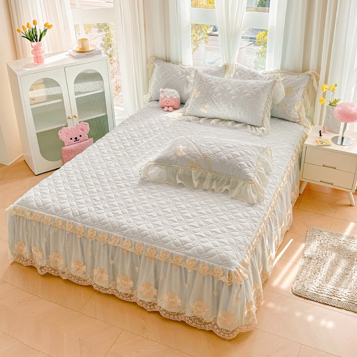 91家纺网 家纺一手货源 找家纺 罗艺轩 2024新款公主风水洗棉夹棉单床裙-浪漫满屋床 浪漫满屋-迷雾灰