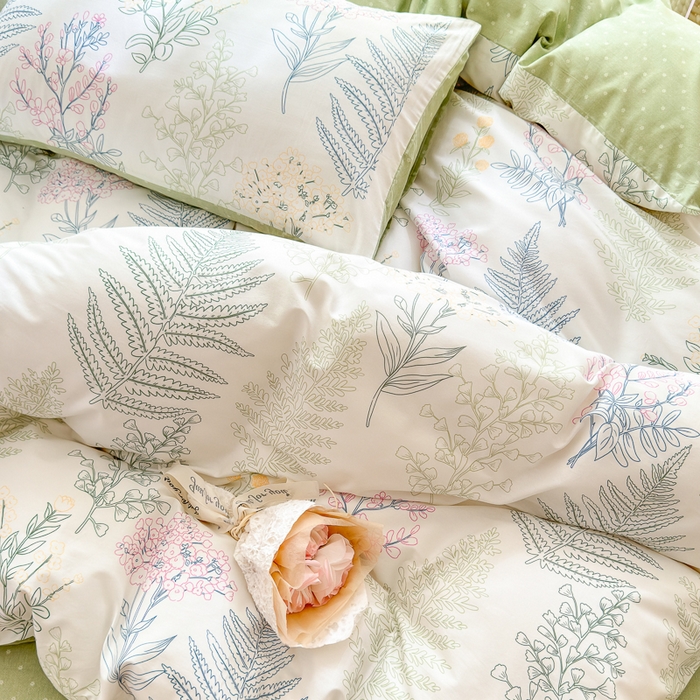 91家纺网 家纺一手货源 找家纺 清雅福 2024新款全棉13372小清新四件套和单品系列第四季 巴黎之恋