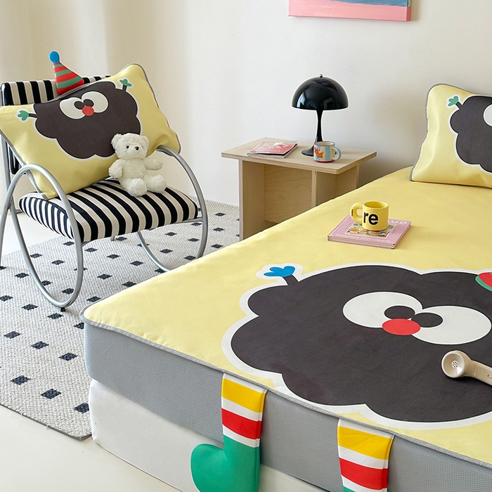 91家纺网 家纺一手货源 找家纺 昔可家纺 2024新款异形床笠款冰丝凉席 萌系小黑球