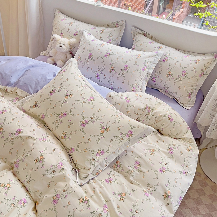 91家纺网 家纺一手货源 找家纺 暖芯优选 204新款直播爆款全棉-ins印花系列四件套纯棉三件套床单床笠 梦幻