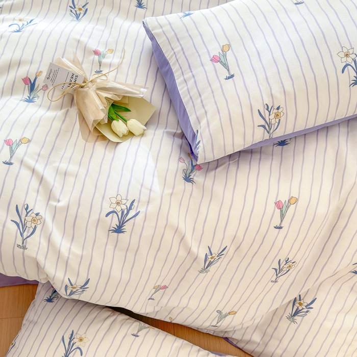 91家纺网 家纺一手货源 找家纺 清雅福 2024新款全棉13372小清新四件套和单品系列第四季 拾秋