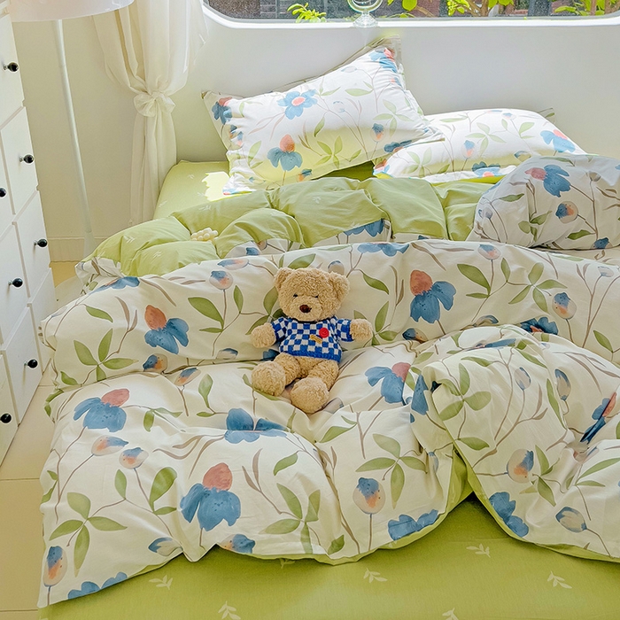 91家纺网 家纺一手货源 找家纺 暖芯优选 204新款直播爆款全棉-ins印花系列四件套纯棉三件套床单床笠 依梦