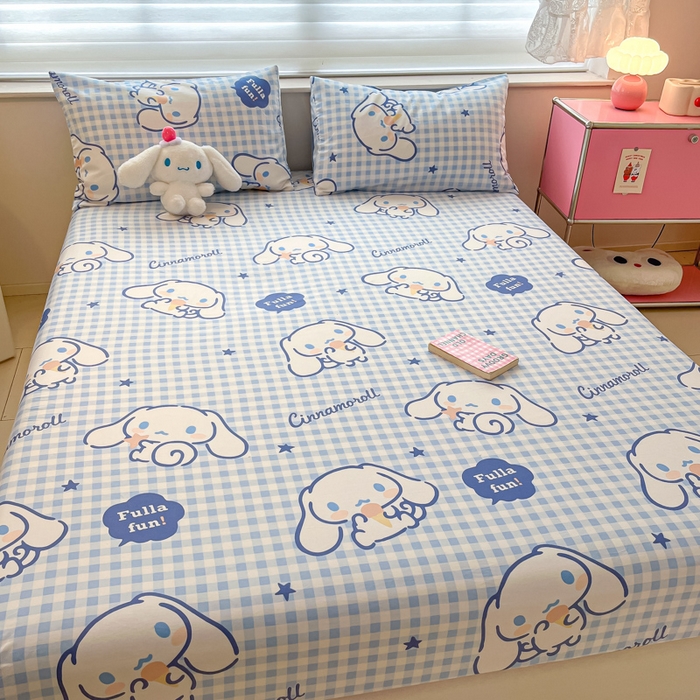 91家纺网 家纺一手货源 找家纺 金爱家 2024新款纯棉小版单品床笠 床笠款-甜甜玉桂狗