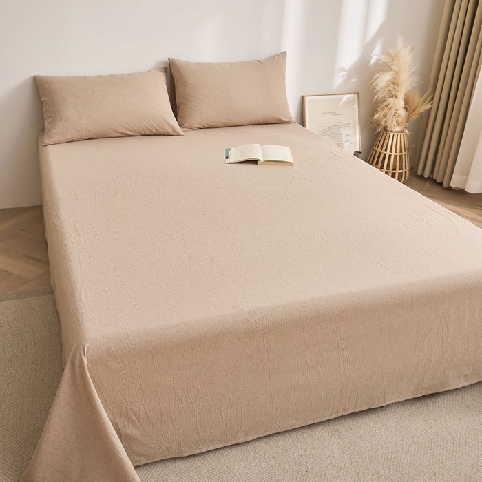 91家纺网 家纺一手货源 找家纺 雅萱家纺 2024新款雅萱-色织全棉水洗棉床单 床单-暖阳咖