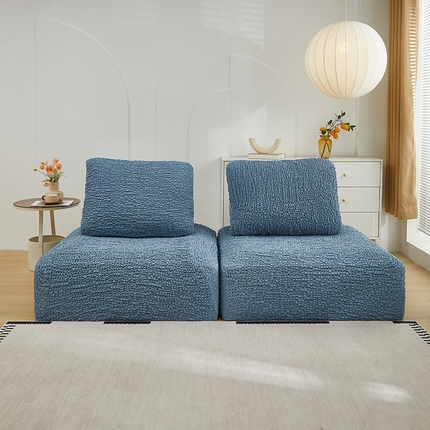 丝绮鹿 2024新款模块方块沙发套系列-高端皱皱布系列 高雅蓝