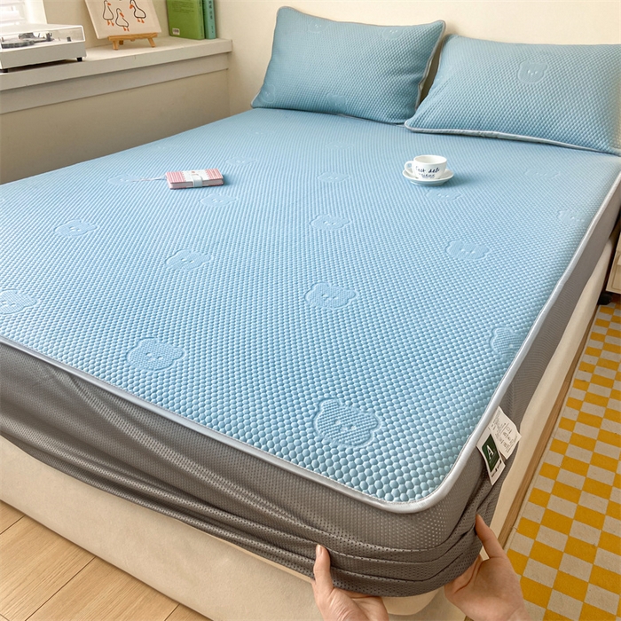 91家纺网 家纺一手货源 找家纺 吉象家纺 2024新款凉豆豆凉感软席凉席 小熊蓝