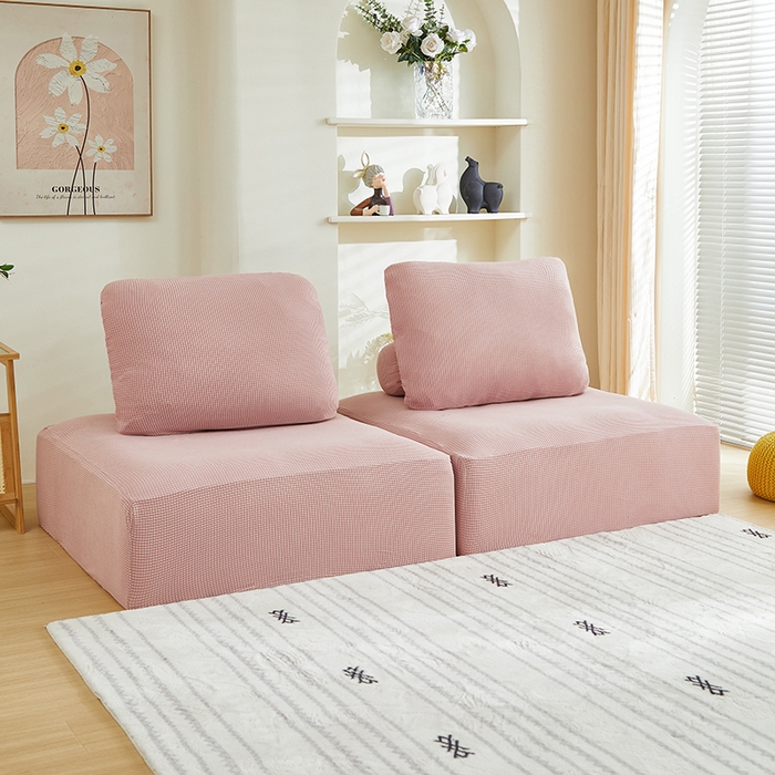 91家纺网 家纺一手货源 找家纺 丝绮鹿 2024新款模块方块沙发套系列-玉米粒系列 暗粉