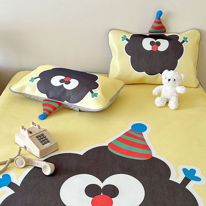 91家纺网 家纺一手货源 找家纺 昔可家纺 2024新款异形床笠款冰丝凉席 萌系小黑球