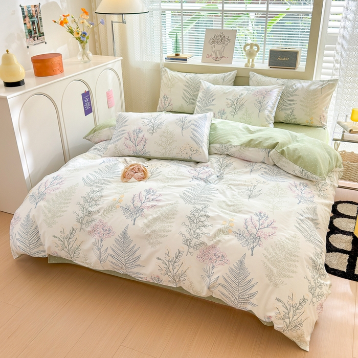 91家纺网 家纺一手货源 找家纺 清雅福 2024新款全棉13372小清新四件套和单品系列第四季 巴黎之恋