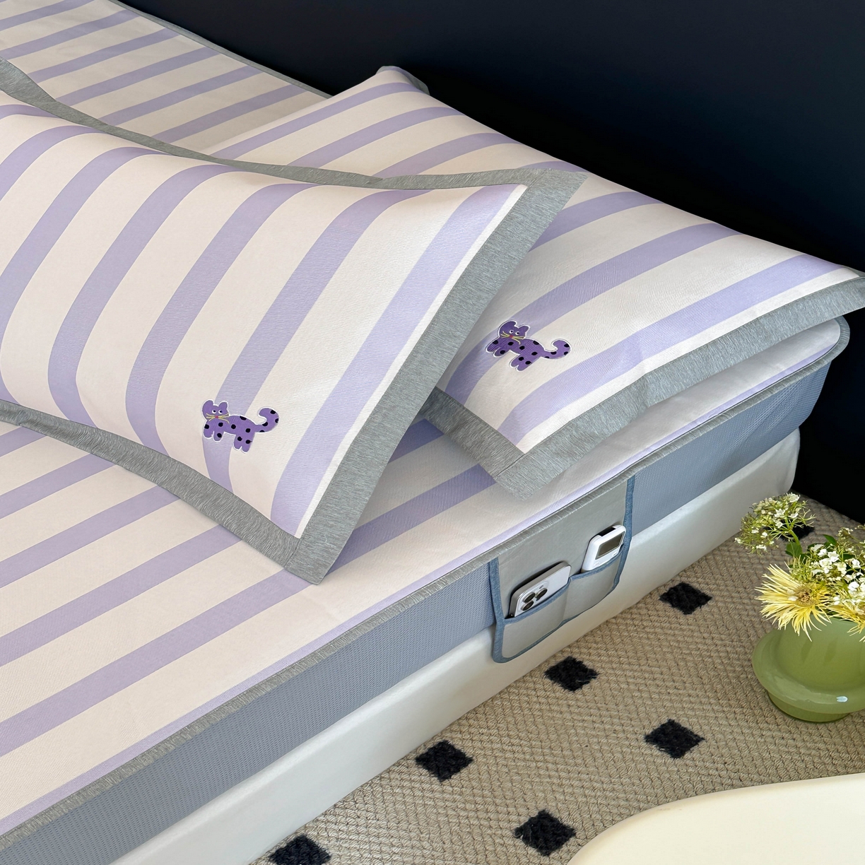 91家纺网 家纺一手货源 找家纺 （总）昔可家纺 2024新款数码印花刺绣床笠款冰丝席