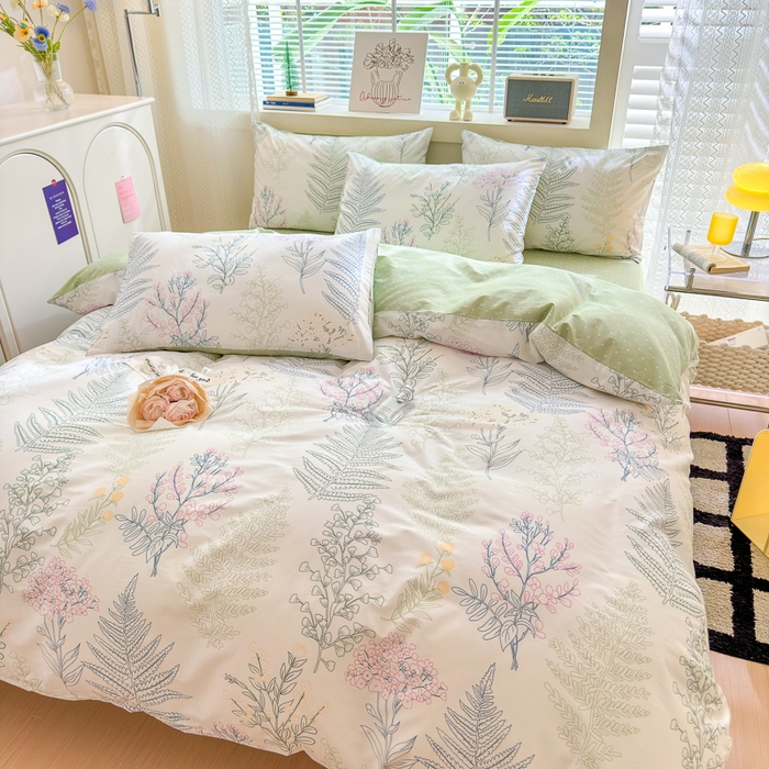 91家纺网 家纺一手货源 找家纺 （总）清雅福 2024新款全棉13372小清新四件套和单品系列第四季