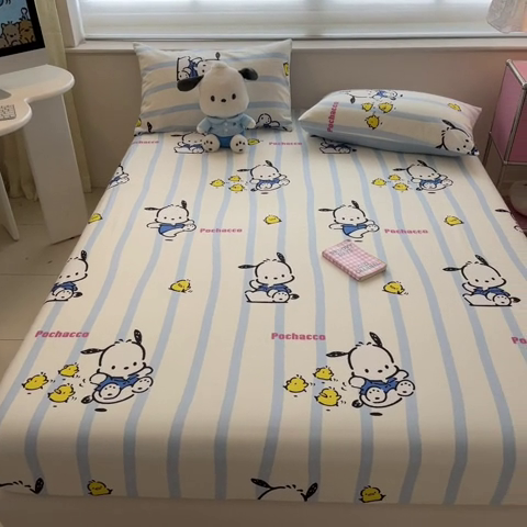 91家纺网 家纺一手货源 找家纺 金爱家 2024新款纯棉小版单品床笠 床笠款-快乐帕哈狗