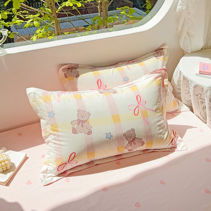 91家纺网 家纺一手货源 找家纺 暖芯优选 204新款直播爆款全棉-ins印花系列四件套纯棉三件套床单床笠 布偶熊