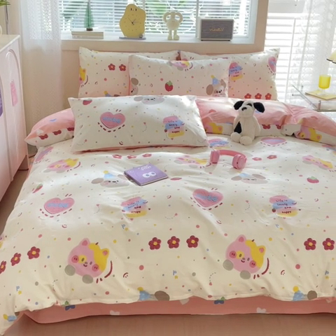 91家纺网 家纺一手货源 找家纺 清雅福 2024新款全棉13372小清新四件套和单品系列第四季 星空色彩