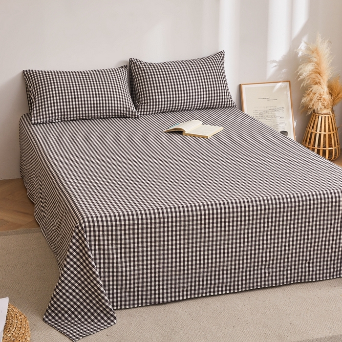 91家纺网 家纺一手货源 找家纺 雅萱家纺 2024新款雅萱-色织全棉水洗棉床单 床单-小黑格
