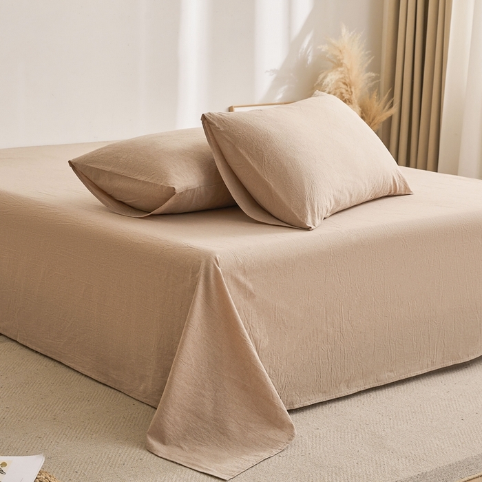 91家纺网 家纺一手货源 找家纺 雅萱家纺 2024新款雅萱-色织全棉水洗棉床单 床单-暖阳咖