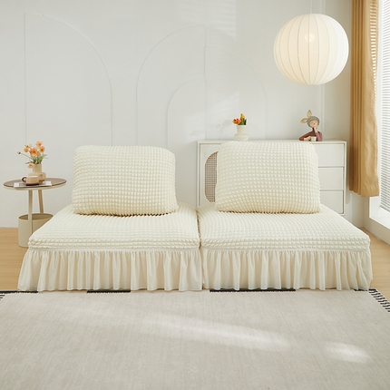 丝绮鹿 2024新款模块方块沙发套系列-爆米花裙边系列 乳白