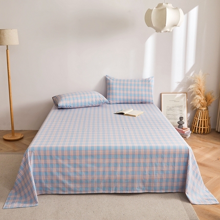 雅萱家纺 2024新款雅萱-色织全棉水洗棉床单 床单-日和-粉蓝