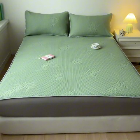 91家纺网 家纺一手货源 找家纺 吉象家纺 2024新款凉豆豆凉感软席凉席 竹叶绿