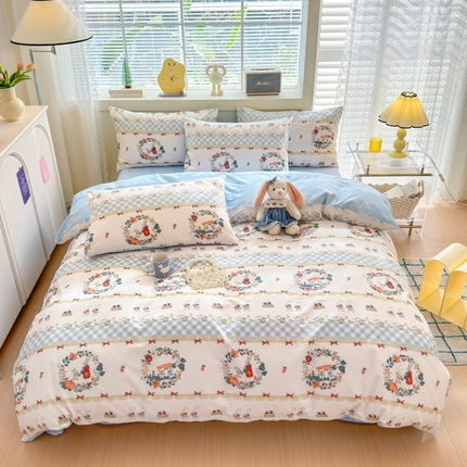 91家纺网 家纺一手货源 找家纺 （总）清雅福 2024新款全棉13372小清新四件套和单品系列第四季