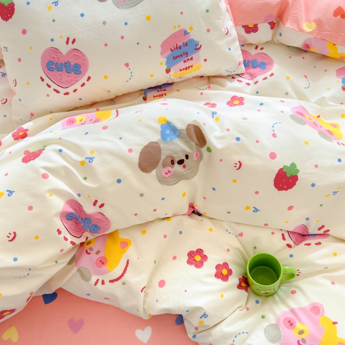 91家纺网 家纺一手货源 找家纺 清雅福 2024新款全棉13372小清新四件套和单品系列第四季 星空色彩