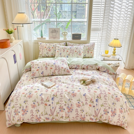 91家纺网 家纺一手货源 找家纺 （总）清雅福 2024新款全棉13372小清新四件套和单品系列第四季