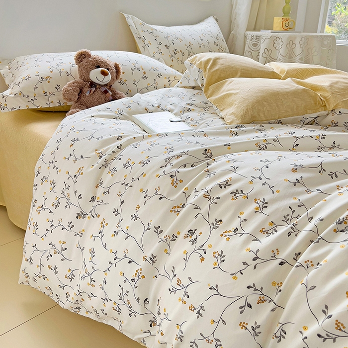 91家纺网 家纺一手货源 找家纺 暖芯优选 204新款直播爆款全棉-ins印花系列四件套纯棉三件套床单床笠 司藤