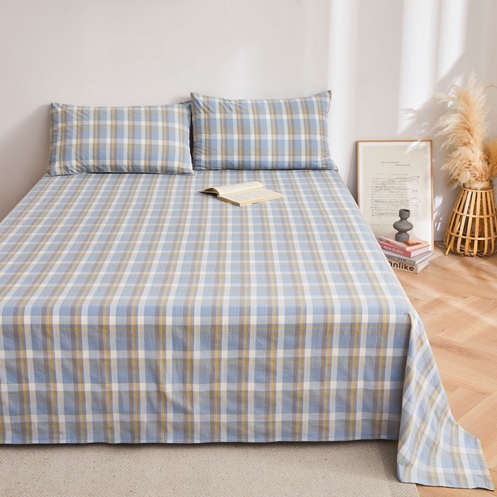 91家纺网 家纺一手货源 找家纺 雅萱家纺 2024新款雅萱-色织全棉水洗棉床单 床单-意境-兰星格