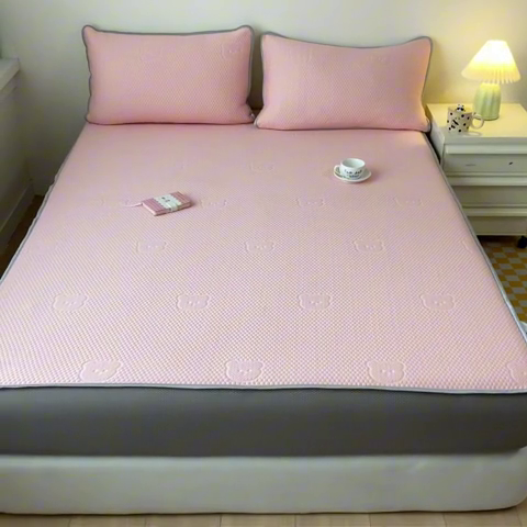 91家纺网 家纺一手货源 找家纺 吉象家纺 2024新款凉豆豆凉感软席凉席 小熊粉