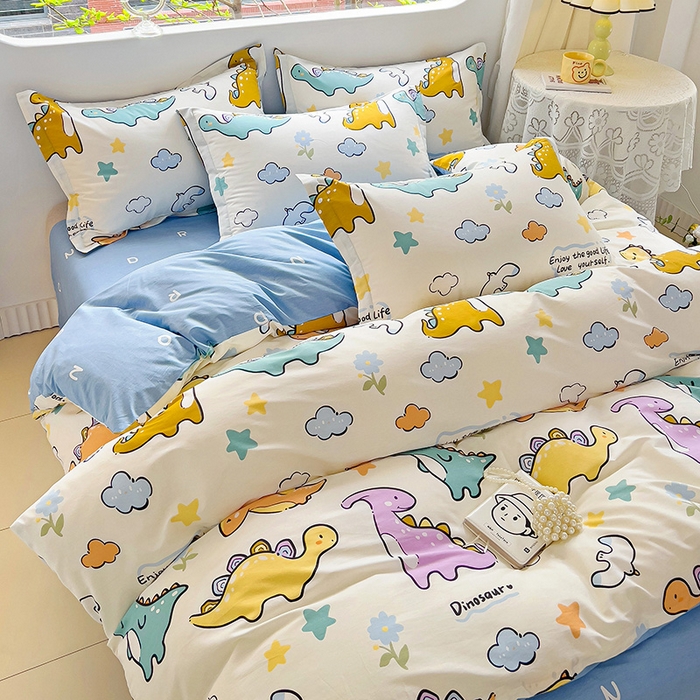 91家纺网 家纺一手货源 找家纺 暖芯优选 204新款直播爆款全棉-ins印花系列四件套纯棉三件套床单床笠 飞龙世纪