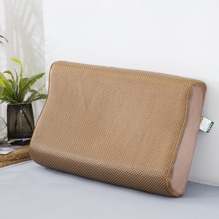 91家纺网 家纺一手货源 找家纺 大黄蜂家居家纺 2025新款艾草冰滕乳胶枕套含芯 净面浅黄