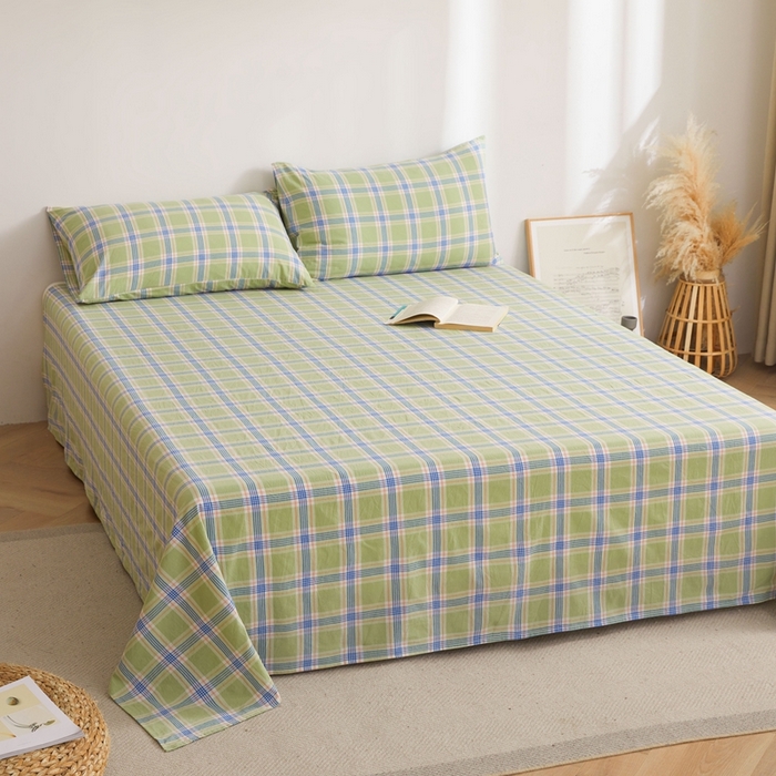 91家纺网 家纺一手货源 找家纺 雅萱家纺 2024新款雅萱-色织全棉水洗棉床单 床单-山野间