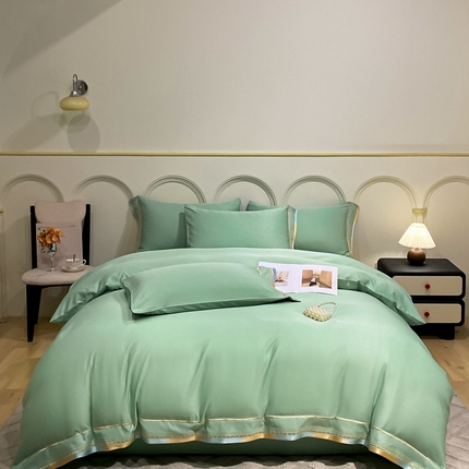 新印象 2024新款60s天丝宽边绣花工艺四件套-流光 流光-绿