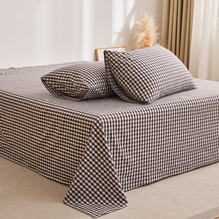 91家纺网 家纺一手货源 找家纺 雅萱家纺 2024新款雅萱-色织全棉水洗棉床单 床单-小黑格