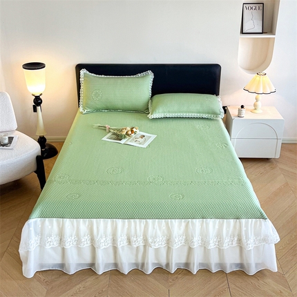 91家纺网 家纺一手货源 找家纺 （总）吉祥家纺 2024新款华夫格冰豆豆凉感床裙套件