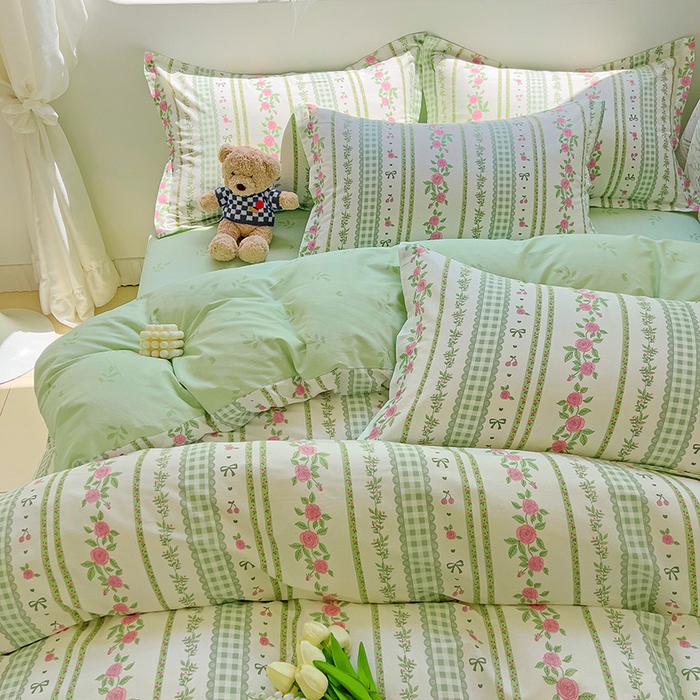 91家纺网 家纺一手货源 找家纺 暖芯优选 204新款直播爆款全棉-ins印花系列四件套纯棉三件套床单床笠 恋恋花海