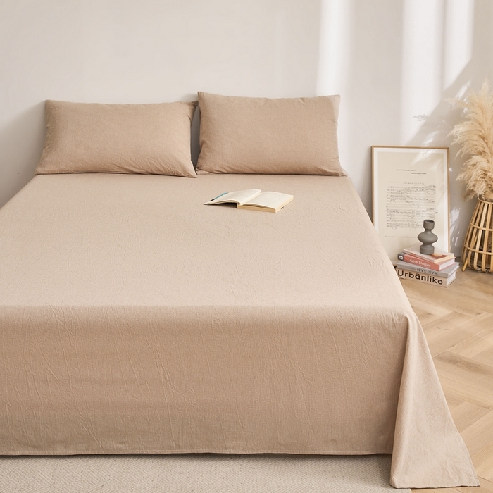 91家纺网 家纺一手货源 找家纺 雅萱家纺 2024新款雅萱-色织全棉水洗棉床单 床单-暖阳咖